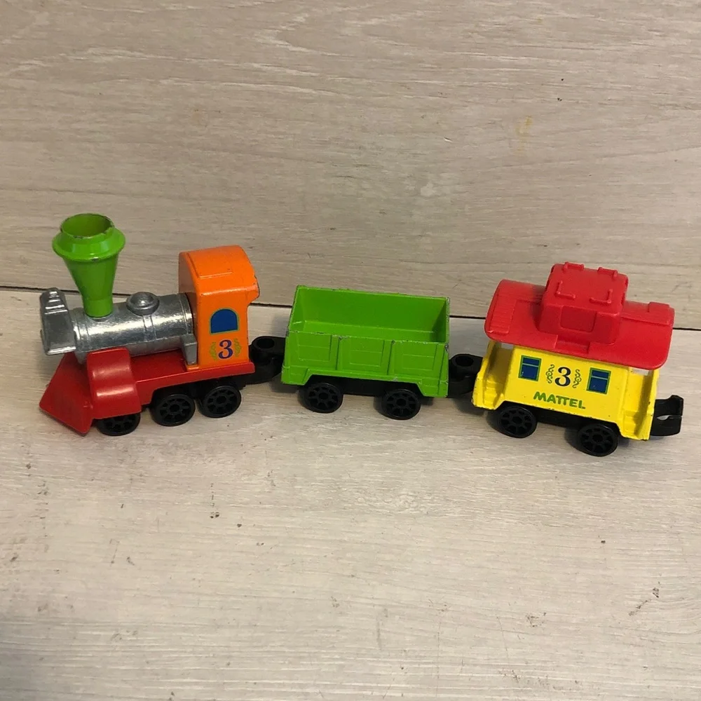Vintage Mattel Preschool First Wheels Train Die Cast 3 Piece Set '80 Cake Topper